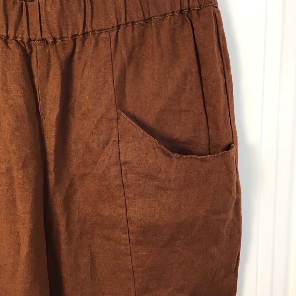 Quince 100% European Linen Pants in Rust Brown - Picture 8 of 9